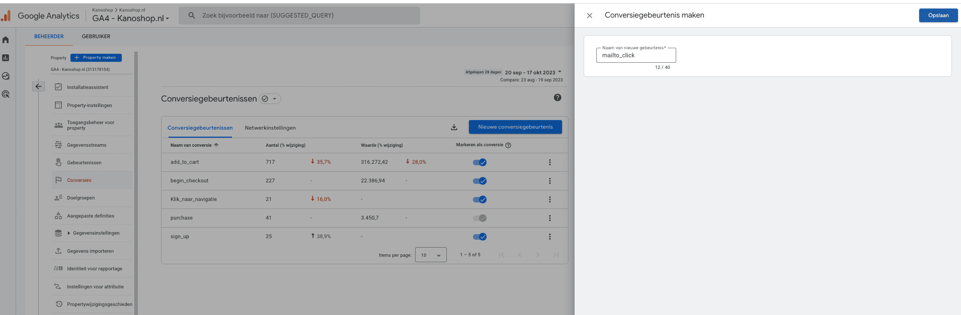 conversie instellen ga4