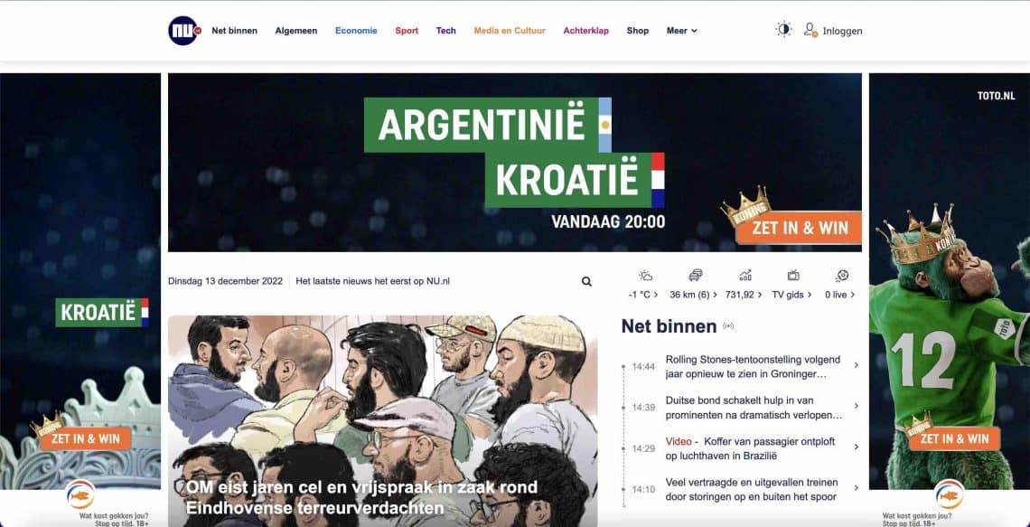 Dit is een voorbeeld van een displayadvertentie op nu.nl met toto. Wat is display adverteren?